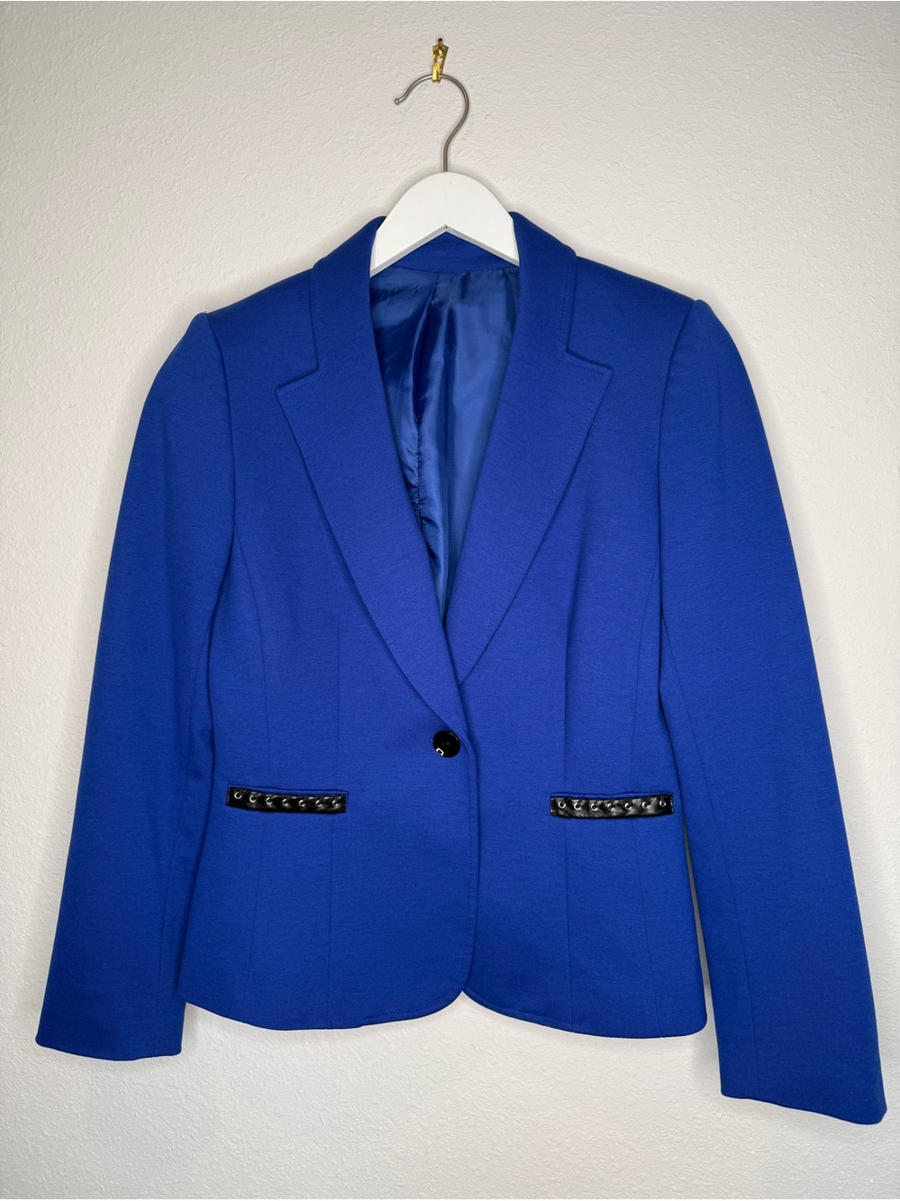 Cobalt Blue Dressy Single-Button Tailored Women's Blazer